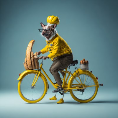 Cafe de Puro mascotte rat on bicycle