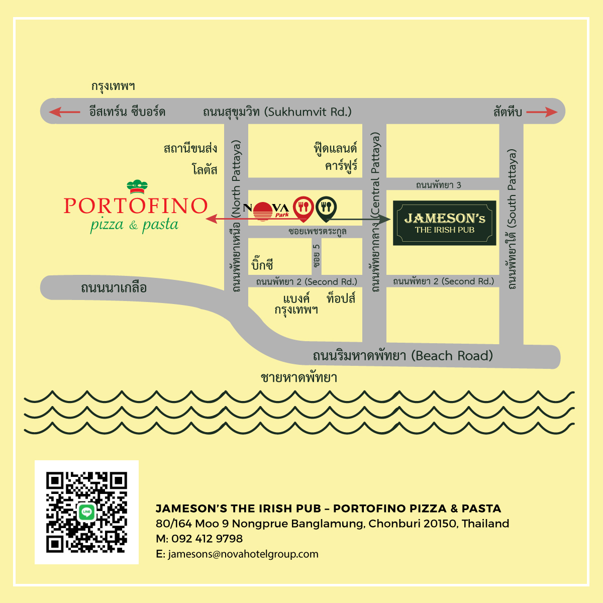 Portofino pizza & pasta pattaya, road map