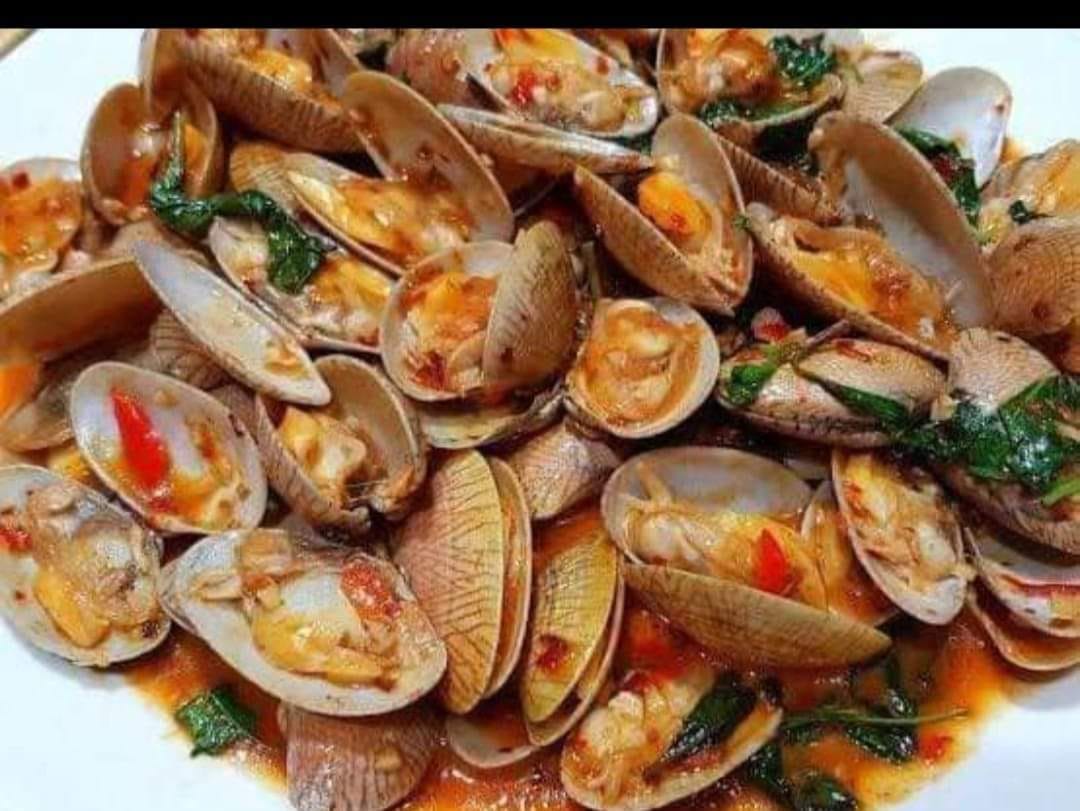 chill out 84, Thai and EU restaurant and bar in a thai environment, shells with basil and tomato sauce