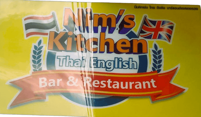 Nim's kitchen, bar restaurant Jomtien Pattaya Thailand, sign