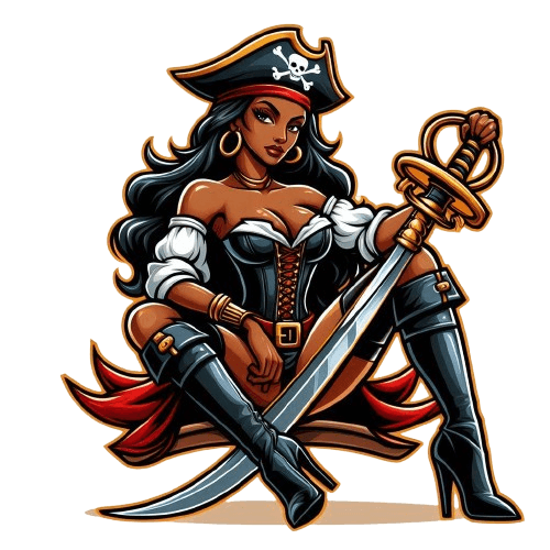 pirates club pattaya a female pirate with high boots sitting on her pirate saber