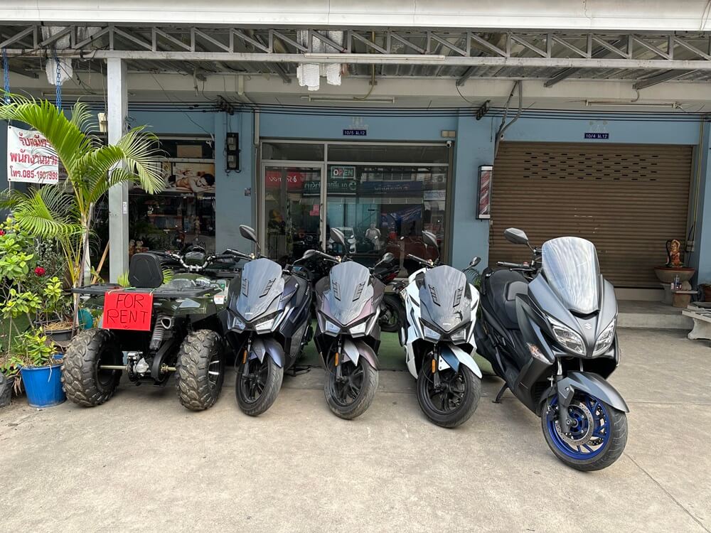 Smile for rent, car and motorbikes for rent in Pattaya Jomtien, selection of available motorbikes