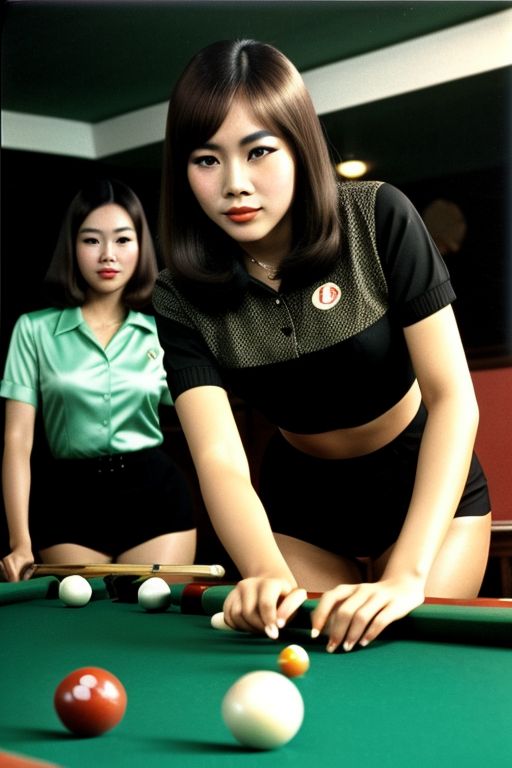 Pråe Bår Darkside Pattaya, girls preparing the billiart balls