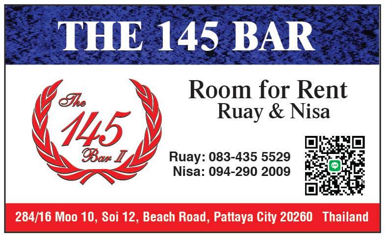 The 145 Bar, Pattaya beach road, contact business card