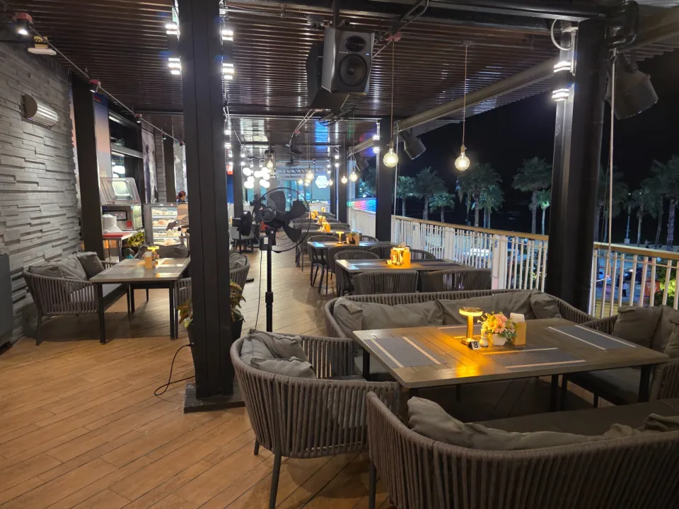 Night terrace seating at Terrazza Baia overlooking Pattaya Bay