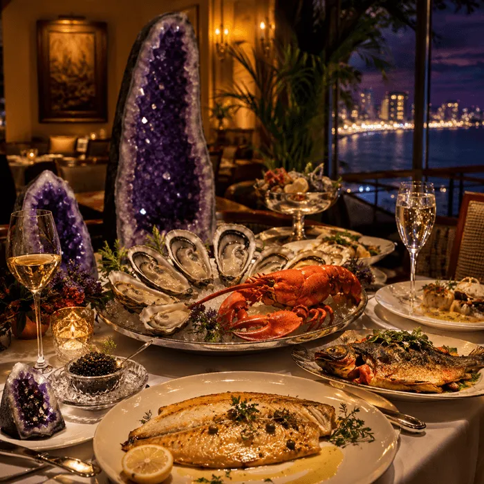 Casa Pascal restaurant Pattaya, custom art, seafood with amethyst's