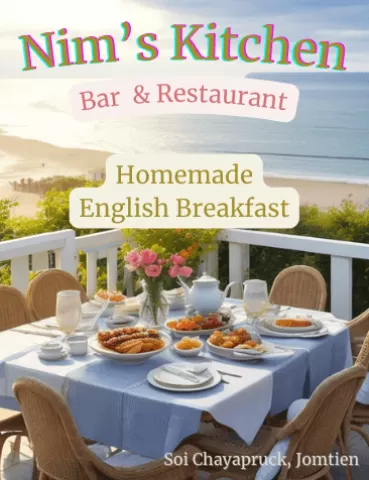 Nim's kitchen, daily homemade English Breakfast in Jomtien Pattaya