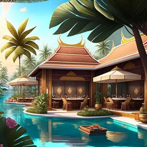 Chock chai garden ai art restaurant on the pool