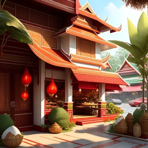 mazii pattaya  thai restaurantai art image from an outdoor restaurant 