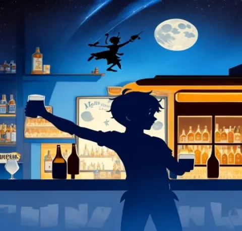 Peter Pan pattaya dark side, custom ai art
