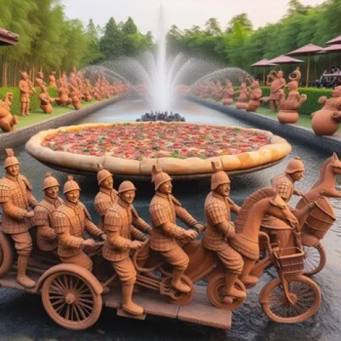 Terracotta restaurant & bike stop cafe in Pattaya,  custom ai art