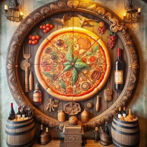 Marco's restaurant and pizzeria in Jomtien Pattaya, custom ai art