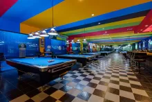 Double kiss pool hall & sports lounge pattaya, colorfull billiart palace